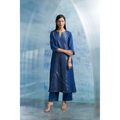 Charkhee Aura Royal Blue Kurta with Palazzo and Dupatta (Set of 3)