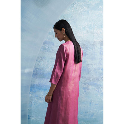 Charkhee Aura Grape Purple Kurta with Palazzo and Dupatta (Set of 3)