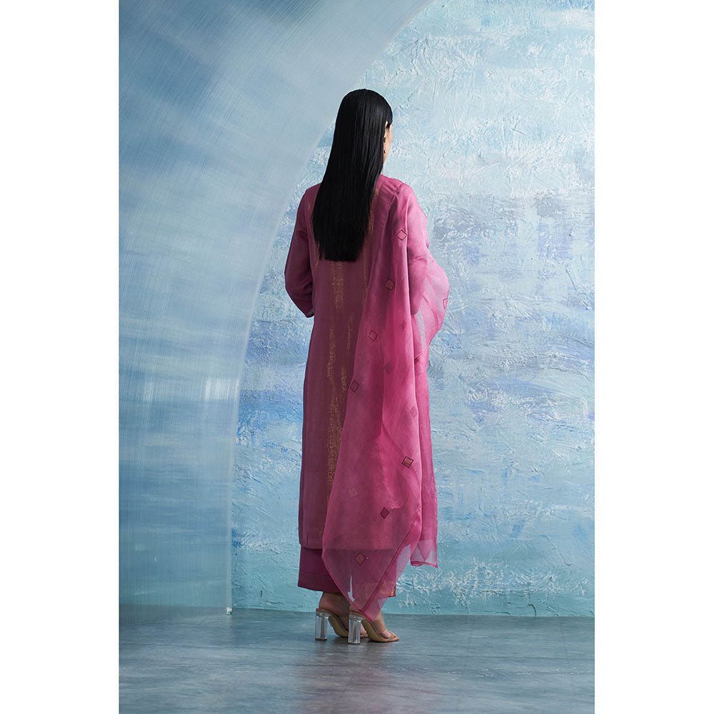 Charkhee Aura Grape Purple Kurta with Palazzo and Dupatta (Set of 3)