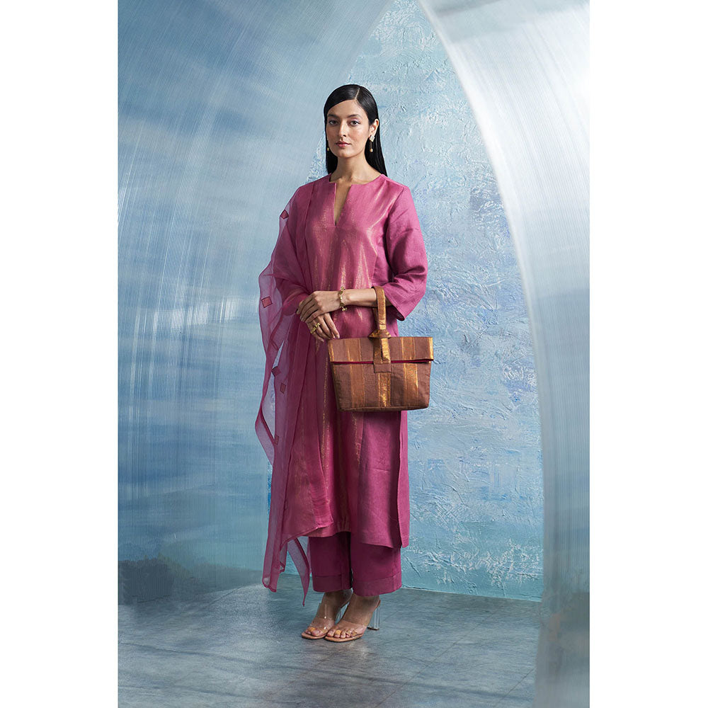 Charkhee Aura Grape Purple Kurta with Palazzo and Dupatta (Set of 3)