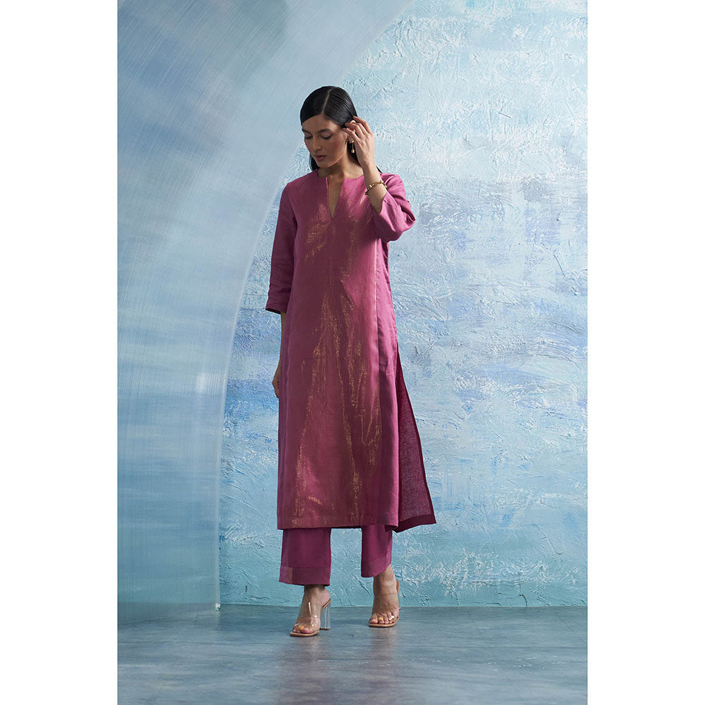 Charkhee Aura Grape Purple Kurta with Palazzo and Dupatta (Set of 3)
