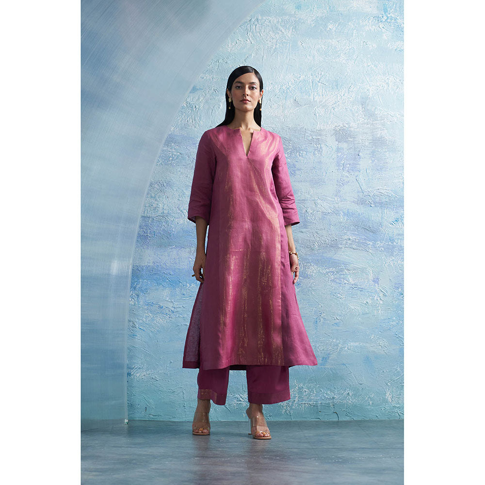 Charkhee Aura Grape Purple Kurta with Palazzo and Dupatta (Set of 3)
