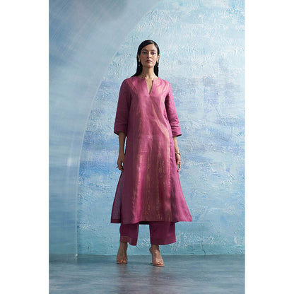 Charkhee Aura Grape Purple Kurta with Palazzo and Dupatta (Set of 3)