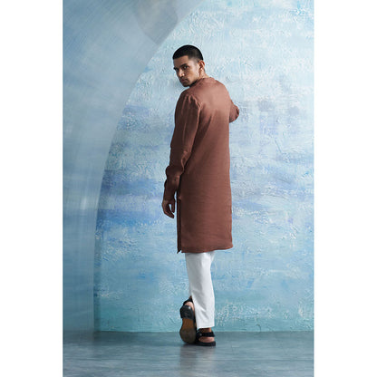 Charkhee Woody Brown Straight Kurta with Pant (Set of 2)