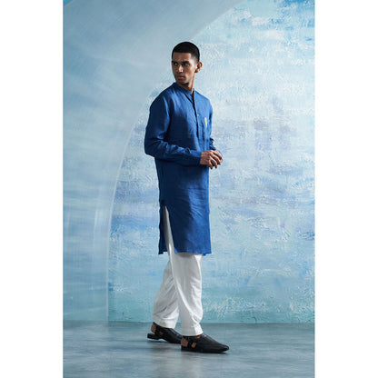 Charkhee Royal Blue Straight Kurta with Pant (Set of 2)