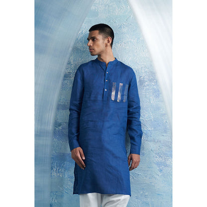 Charkhee Royal Blue Straight Kurta with Pant (Set of 2)
