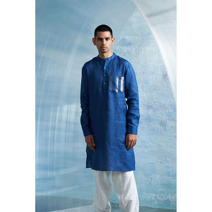 Charkhee Royal Blue Straight Kurta with Pant (Set of 2)