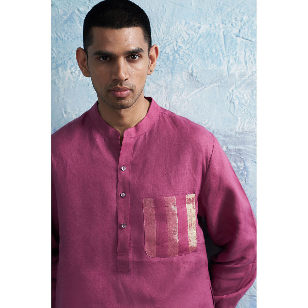Charkhee Aura Grape Pink Straight Kurta with Pant (Set of 2)