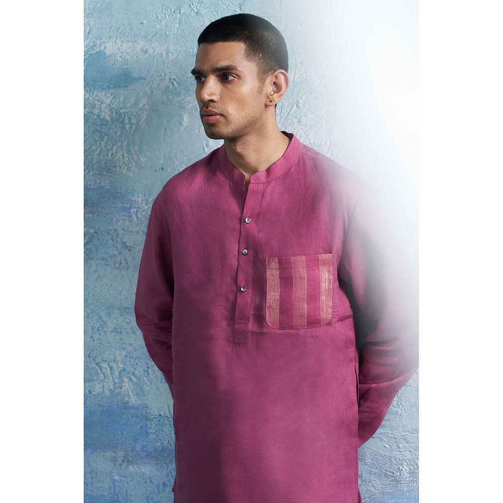 Charkhee Aura Grape Pink Straight Kurta with Pant (Set of 2)