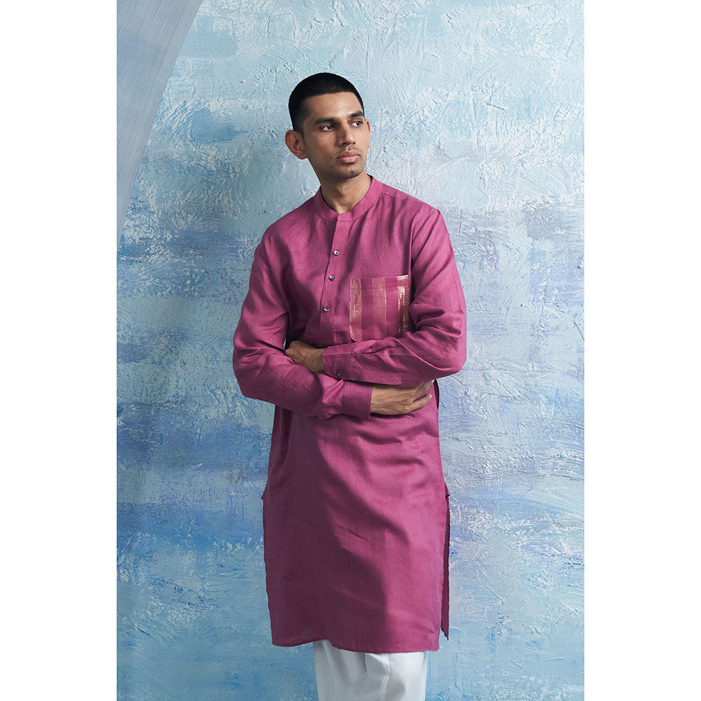Charkhee Aura Grape Pink Straight Kurta with Pant (Set of 2)