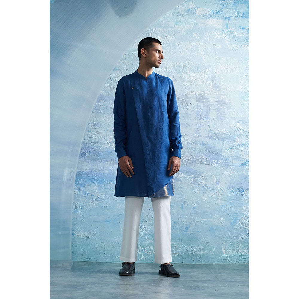 Charkhee Aura Royal Blue Slant Kurta with Pant (Set of 2)