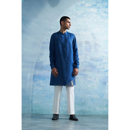 Charkhee Aura Royal Blue Slant Kurta with Pant (Set of 2)
