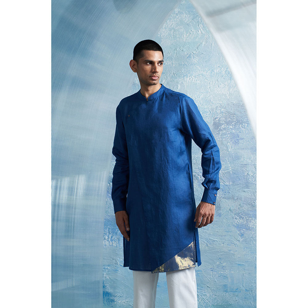 Charkhee Aura Royal Blue Slant Kurta with Pant (Set of 2)