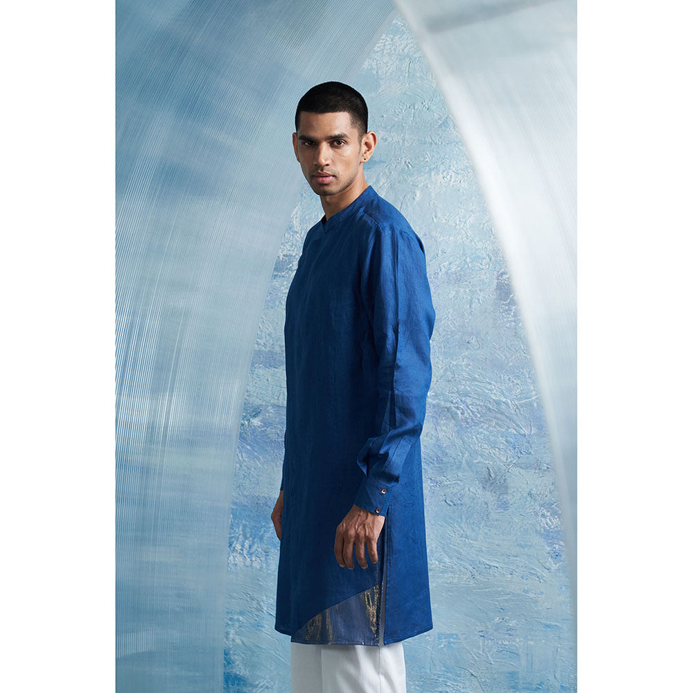 Charkhee Aura Royal Blue Slant Kurta with Pant (Set of 2)