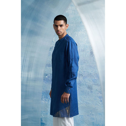 Charkhee Aura Royal Blue Slant Kurta with Pant (Set of 2)