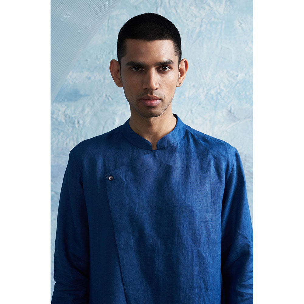 Charkhee Aura Royal Blue Slant Kurta with Pant (Set of 2)