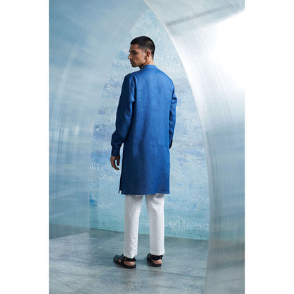 Charkhee Aura Royal Blue Slant Kurta with Pant (Set of 2)
