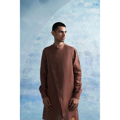Charkhee Aura Woody Brown Slant Kurta with Pant (Set of 2)