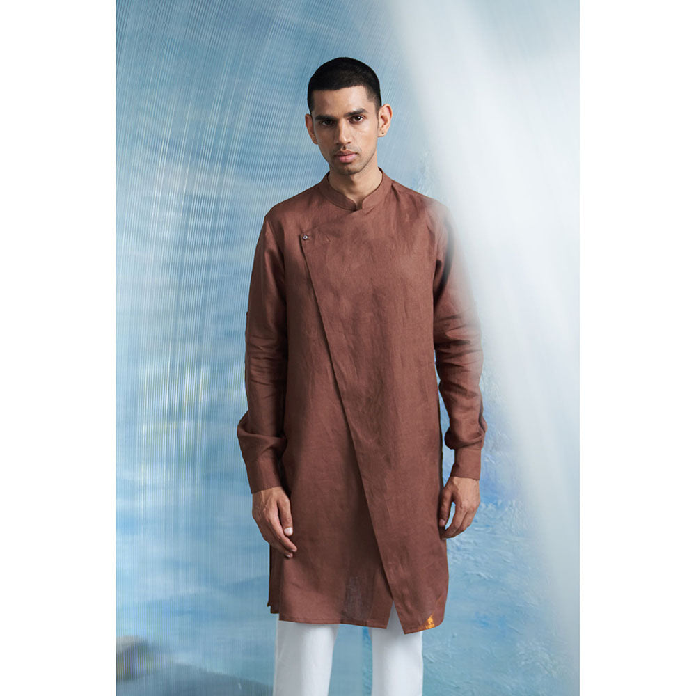 Charkhee Aura Woody Brown Slant Kurta with Pant (Set of 2)