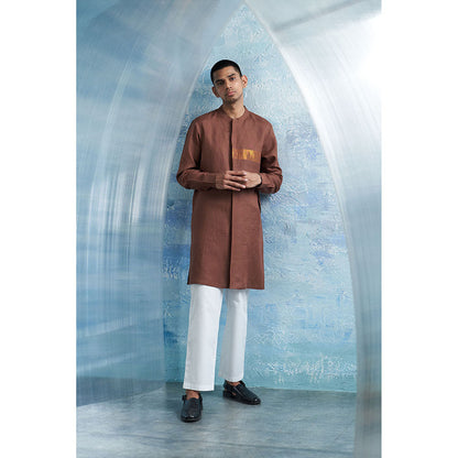Charkhee Aura Woody Brown Placket Kurta with Pant (Set of 2)