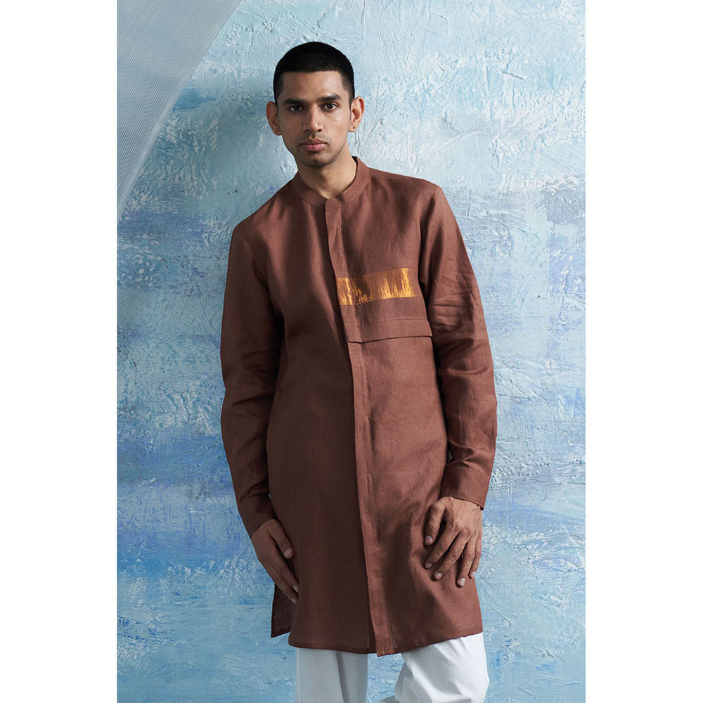 Charkhee Aura Woody Brown Placket Kurta with Pant (Set of 2)
