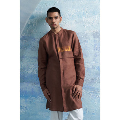 Charkhee Aura Woody Brown Placket Kurta with Pant (Set of 2)