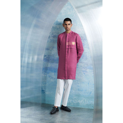 Charkhee Grape Pink Placket Kurta with Pant (Set of 2)