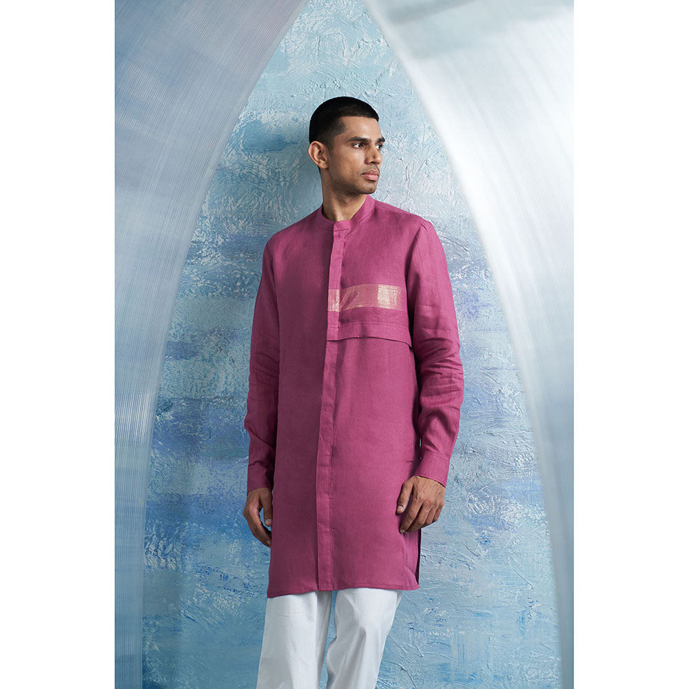 Charkhee Grape Pink Placket Kurta with Pant (Set of 2)
