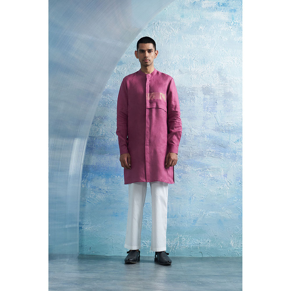 Charkhee Grape Pink Placket Kurta with Pant (Set of 2)