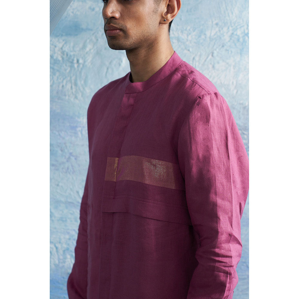 Charkhee Grape Pink Placket Kurta with Pant (Set of 2)