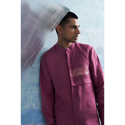 Charkhee Grape Pink Placket Kurta with Pant (Set of 2)