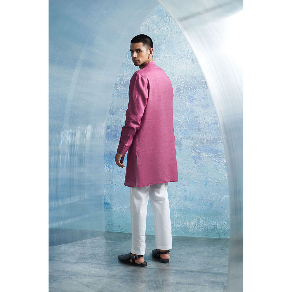 Charkhee Grape Pink Placket Kurta with Pant (Set of 2)
