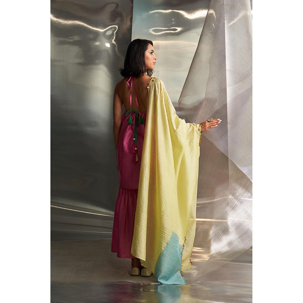 Charkhee Pink Mis'R Sleeveless Embroidered Kurta with Sharara and Dupatta (Set of 3)