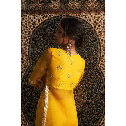 Charkhee Yellow Prarambh Embroidered Straight Kurta with Pant (Set of 2)