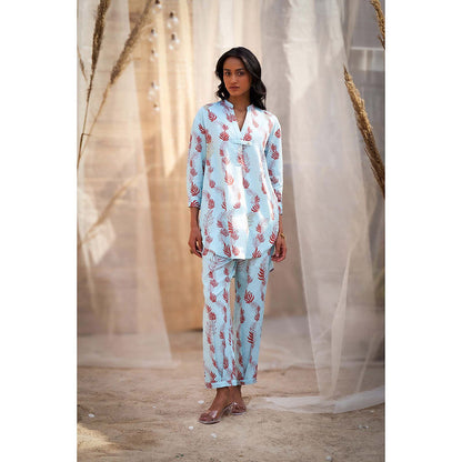 Charkhee Blue Printed Co-Ord (Set of 2)