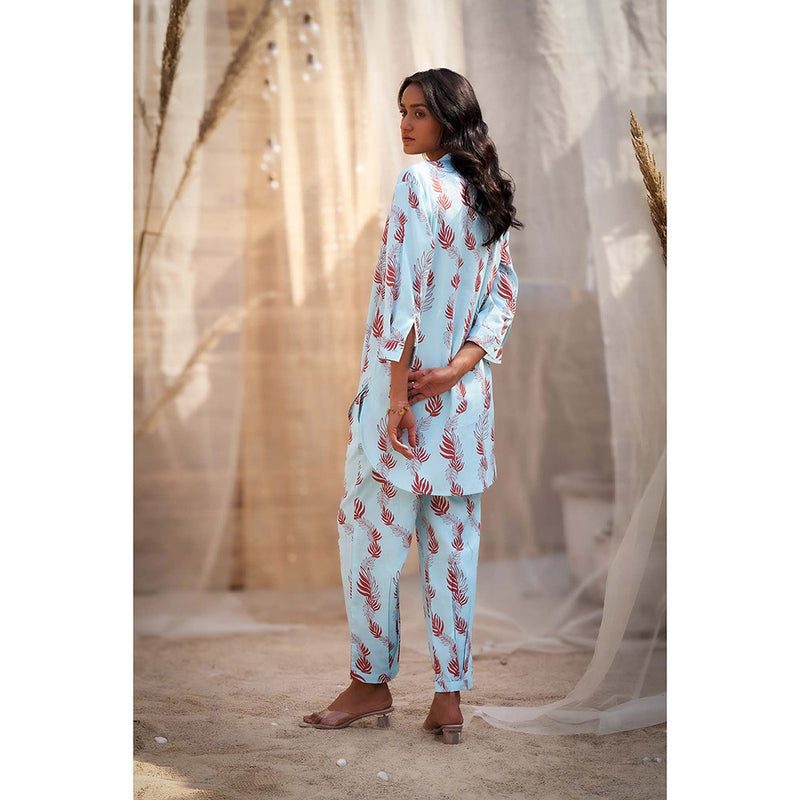Charkhee Blue Printed Co-Ord (Set of 2)