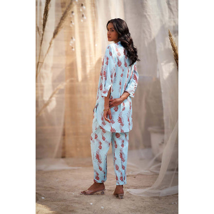 Charkhee Blue Printed Co-Ord (Set of 2)