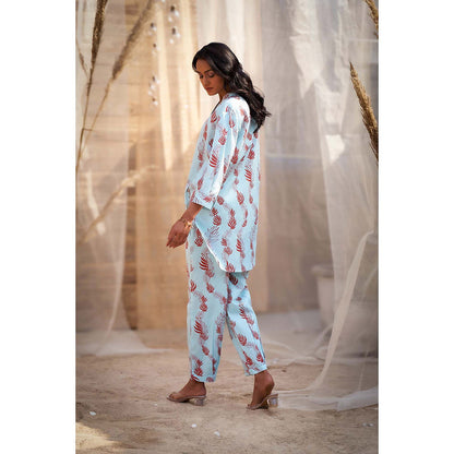 Charkhee Blue Printed Co-Ord (Set of 2)