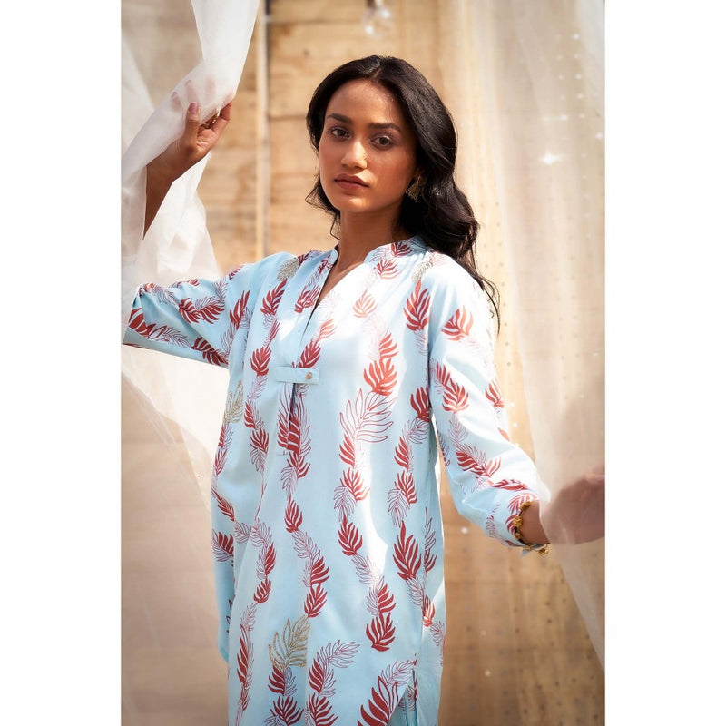 Charkhee Blue Printed Co-Ord (Set of 2)