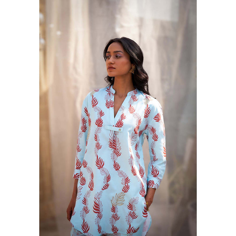 Charkhee Blue Printed Co-Ord (Set of 2)