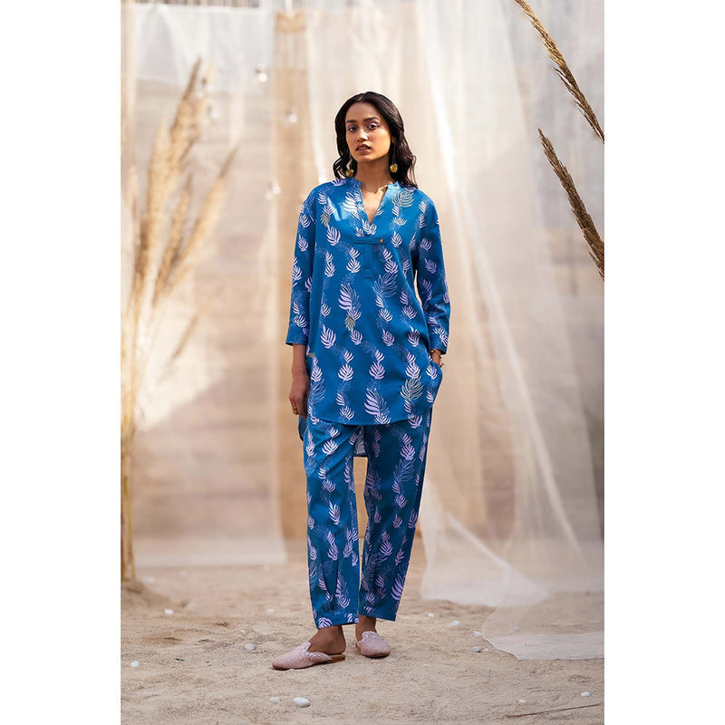 Charkhee Blue Printed Co-Ord (Set of 2)
