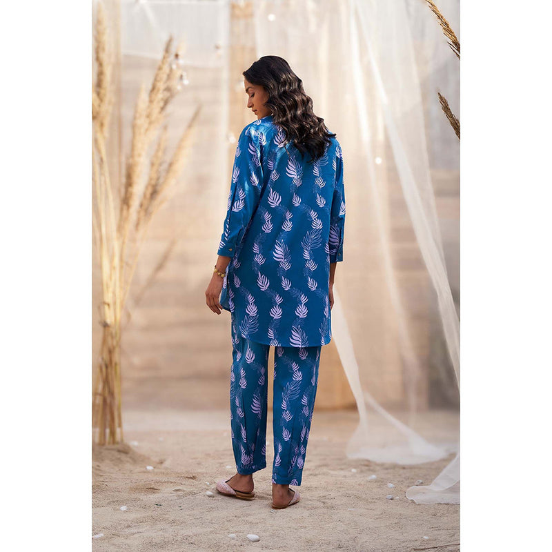 Charkhee Blue Printed Co-Ord (Set of 2)