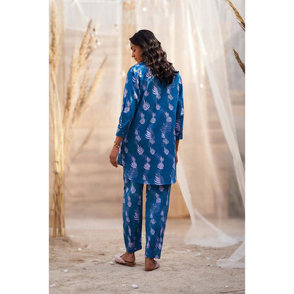 Charkhee Blue Printed Co-Ord (Set of 2)