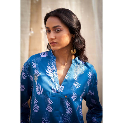 Charkhee Blue Printed Co-Ord (Set of 2)