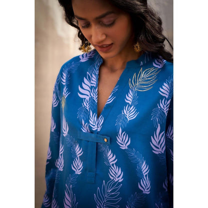Charkhee Blue Printed Co-Ord (Set of 2)