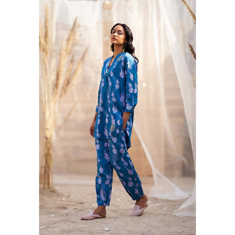 Charkhee Blue Printed Co-Ord (Set of 2)