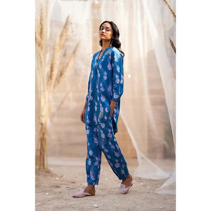 Charkhee Blue Printed Co-Ord (Set of 2)