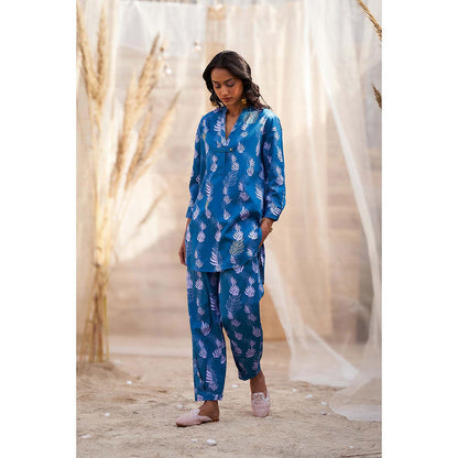 Charkhee Blue Printed Co-Ord (Set of 2)