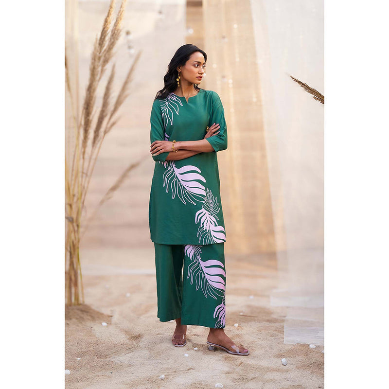 Charkhee Green Big Motif Co-Ord (Set of 2)