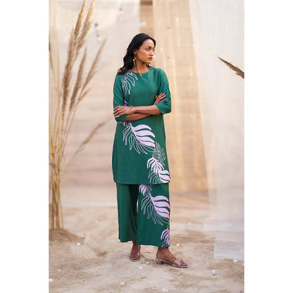 Charkhee Green Big Motif Co-Ord (Set of 2)